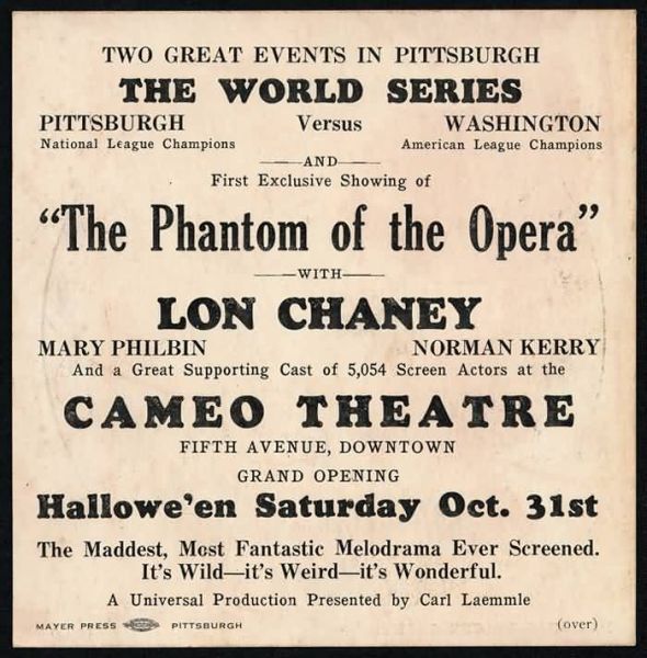 1925 Pirates Cameo Theater Adv Card